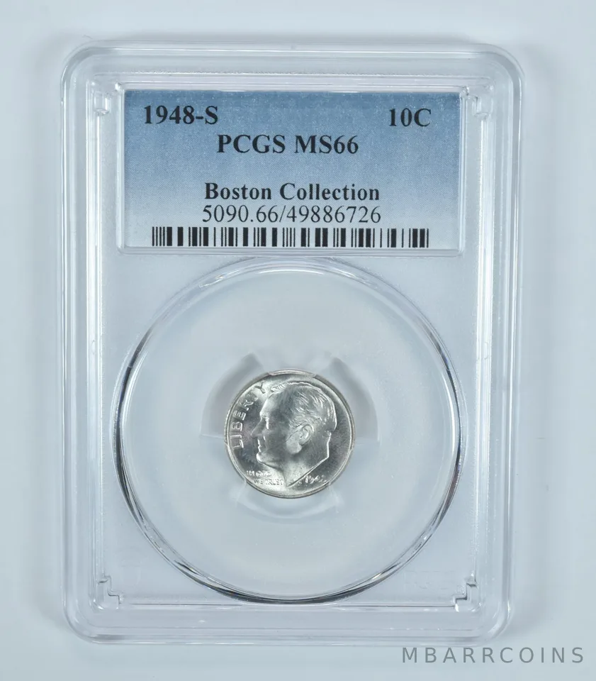 1948-S Roosevelt Dime Boston Collection MS66 PCGS Blue Label