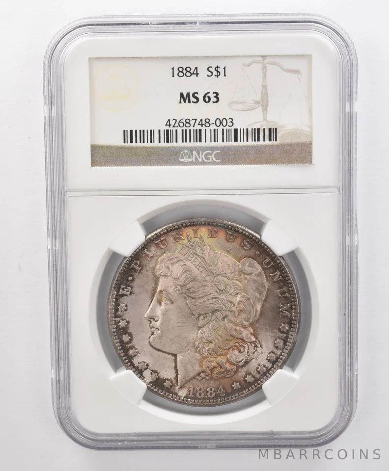 MS63 1884 Morgan Silver Dollar NGC Beautifully Toned *1950