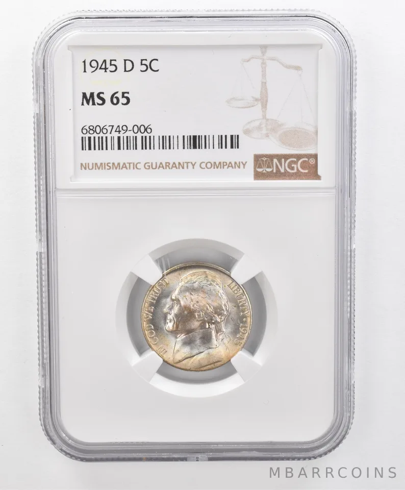 1945-D Jefferson Nickel MS65 NGC Beautiful Tone *2687