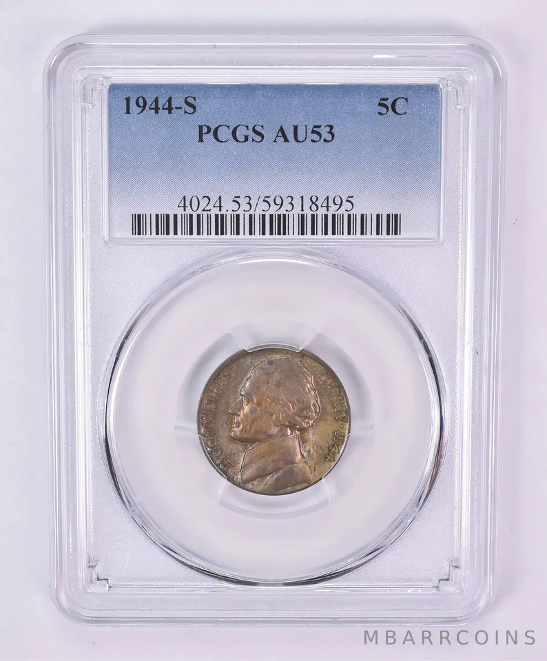 1944-S Jefferson Nickel AU53 PCGS Beautiful Tone *1161