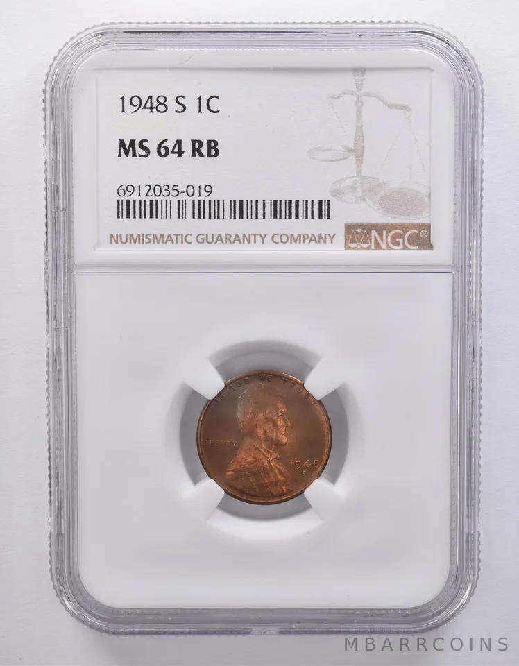 1948-S Lincoln Wheat Cent MS64 RB NGC Beautiful Tone *7146