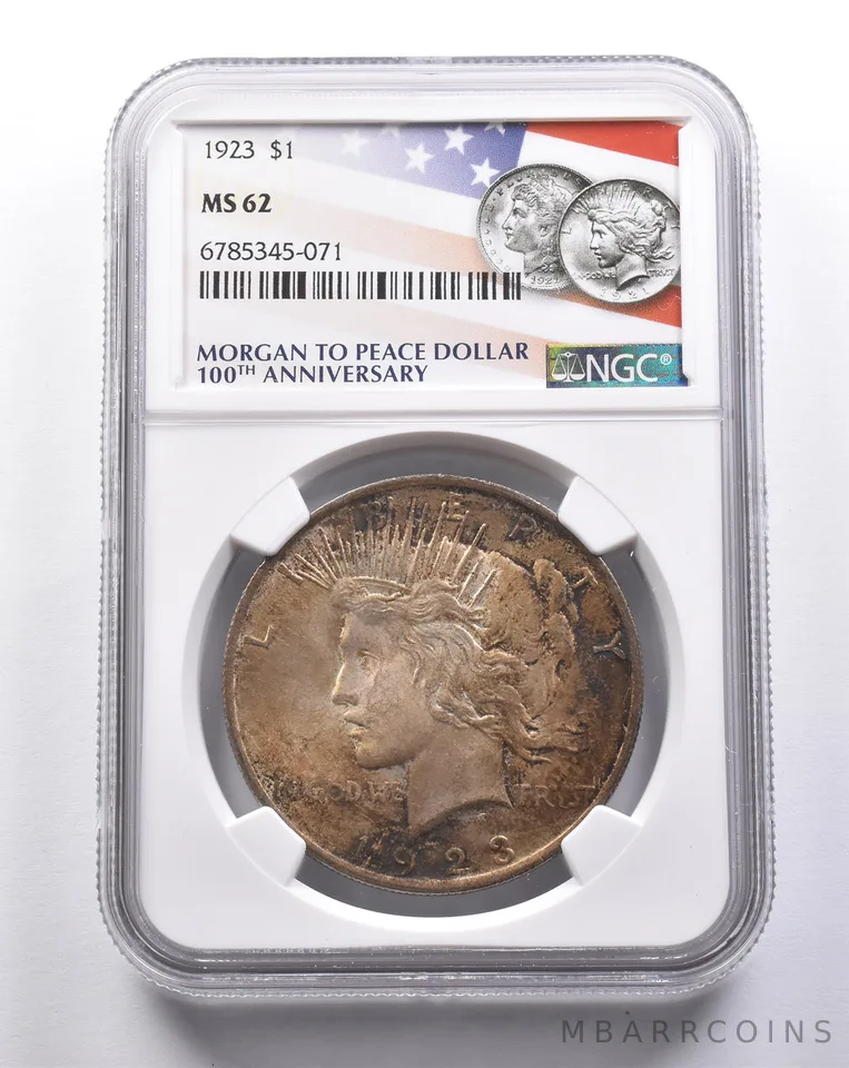 MS62 1923 Peace Silver Dollar 100th Anniversary NGC *3238