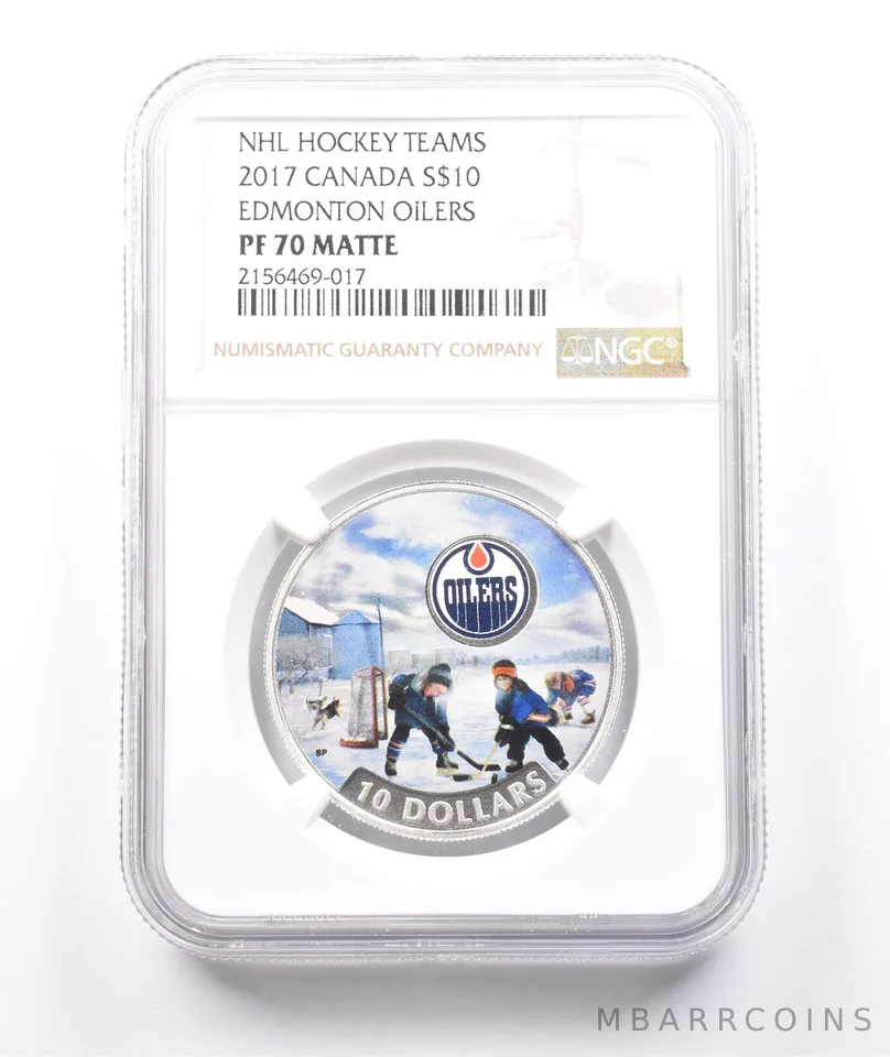 2017 Canada $10 Silver NHL Hockey Teams Edmonton Oilers PF70 Matte NGC *3806