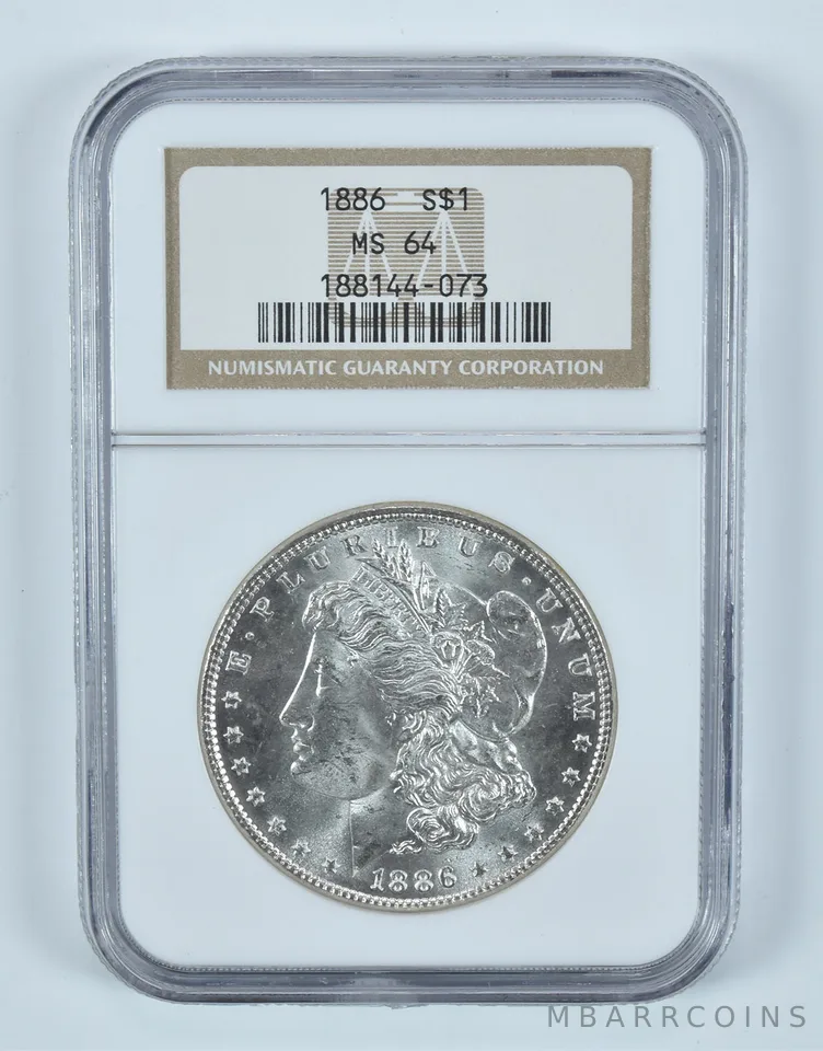1886 Morgan Silver Dollar MS64 NGC Brown Label