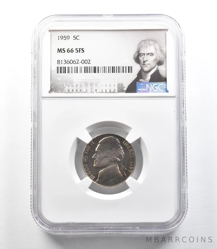 1959 Jefferson Nickel MS66 5FS NGC a0158