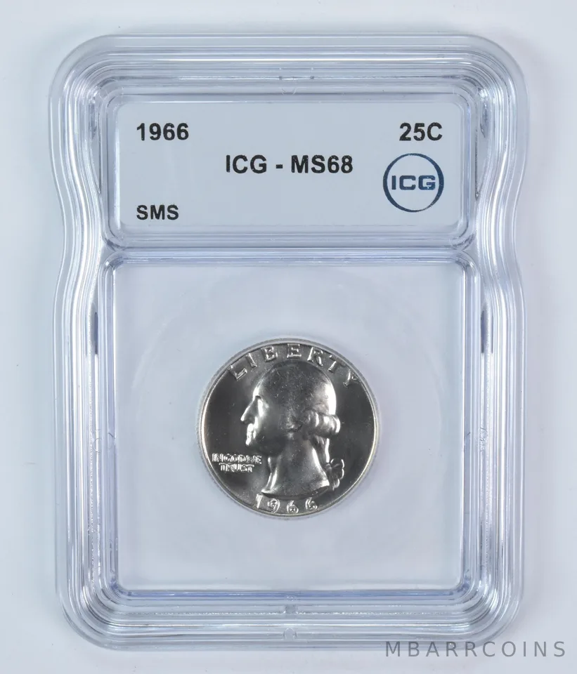 1966 Washington Quarter SMS MS68 ICG