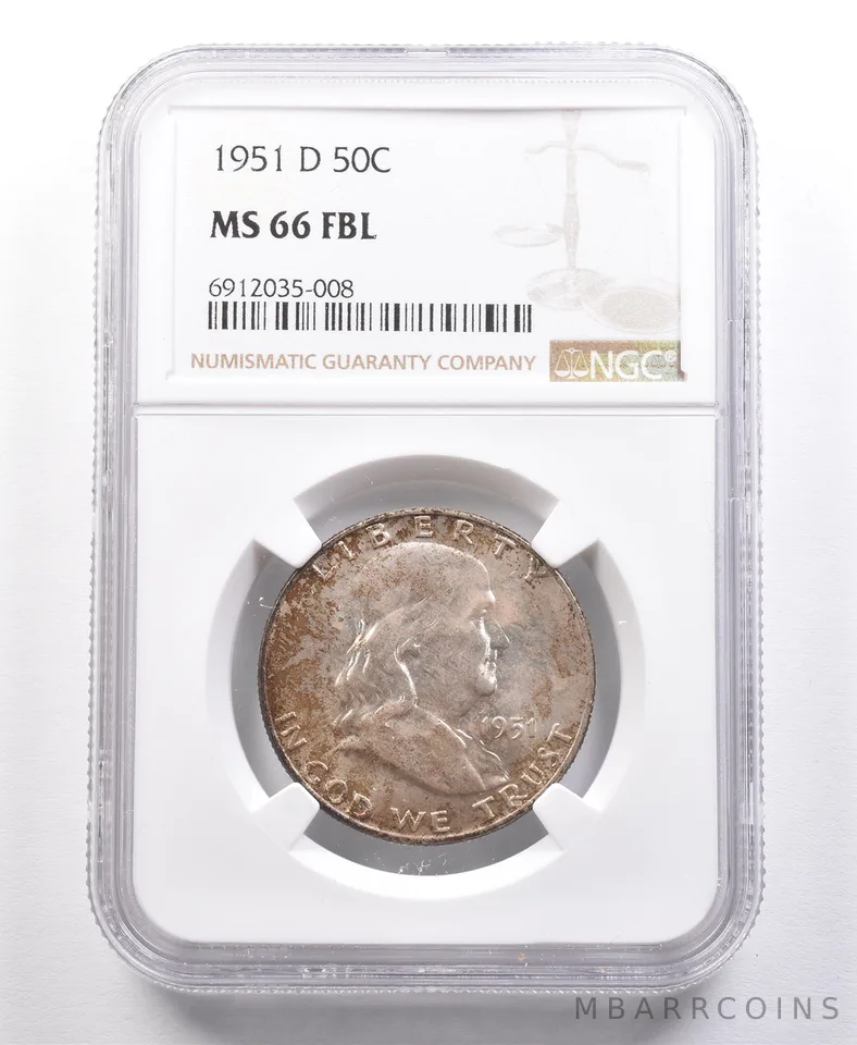 1951-D Franklin Half Dollar MS66 FBL NGC PQ a2140