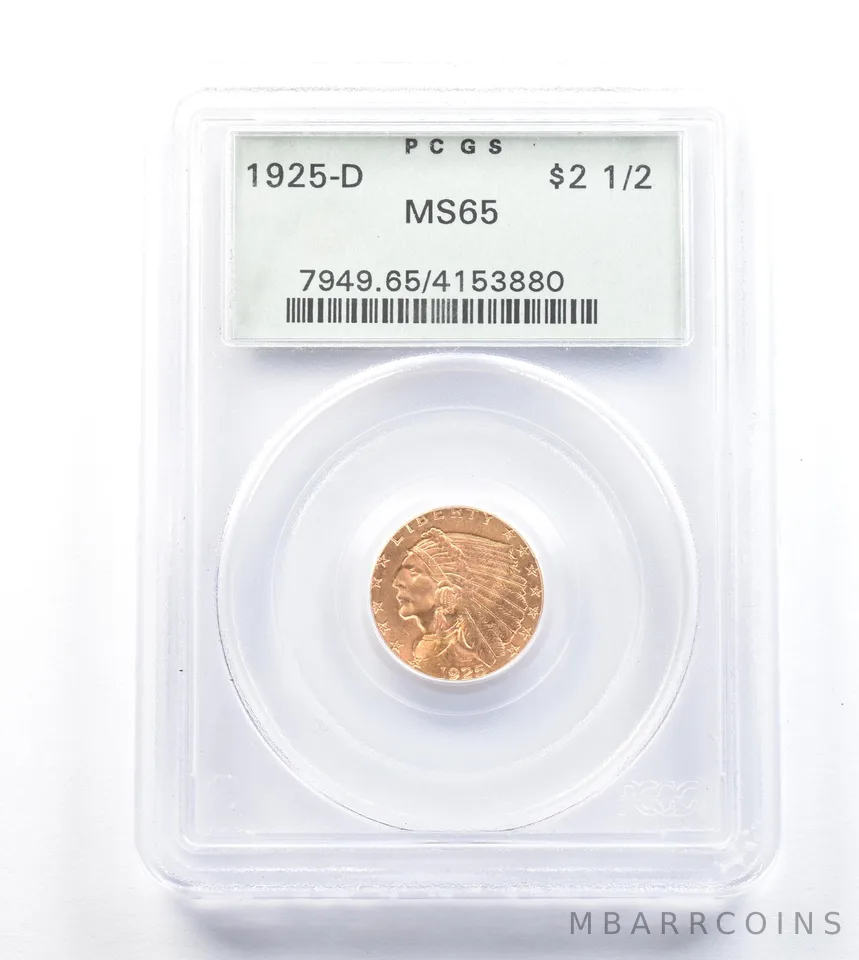 1925-D $2.50 Indian Head Gold Quarter Eagle MS65 PCGS OGH a0805