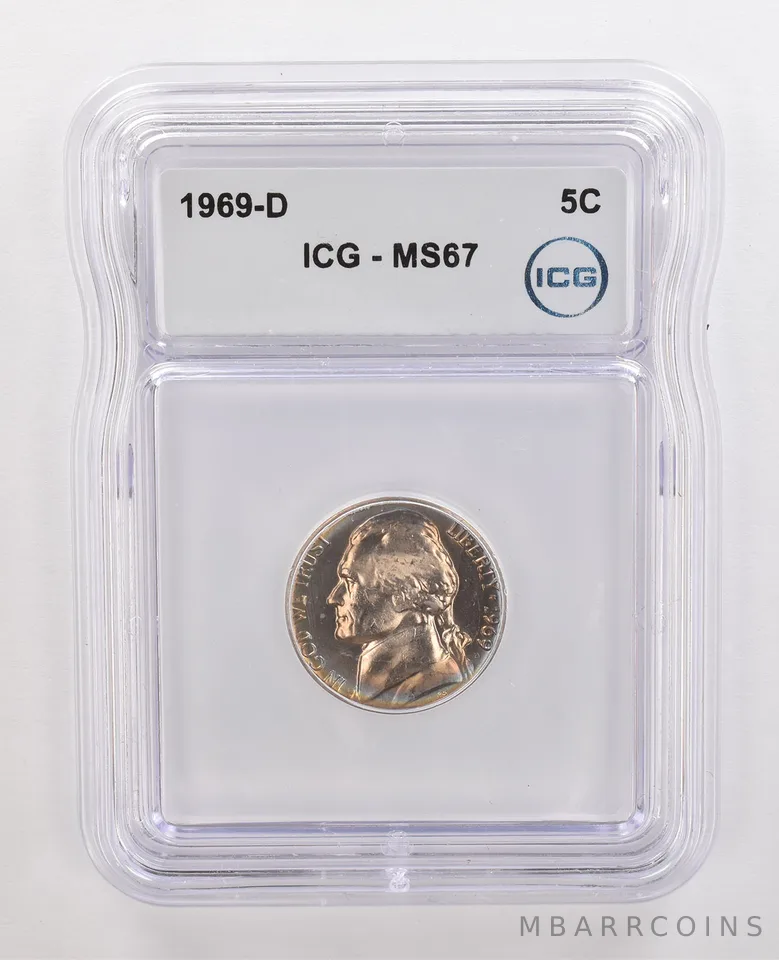 1969-D Jefferson Nickel MS67 ICG Beautiful Tone *4373