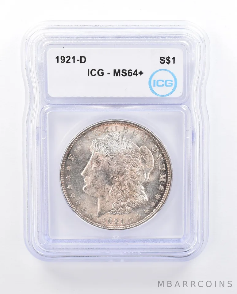 1921-D Morgan Silver Dollar MS64+ ICG Beautiful Tone *3618