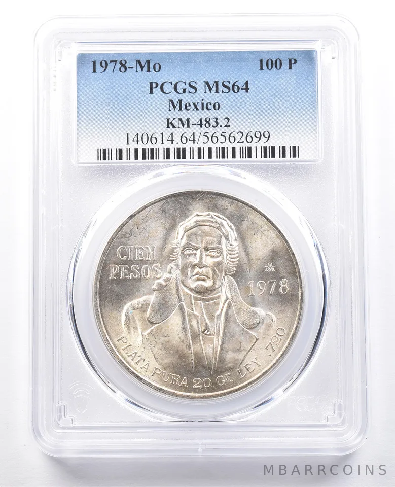 1978 Mo Mexico 100 Pesos Silver KM-483.2 MS64 PCGS Blue Label
