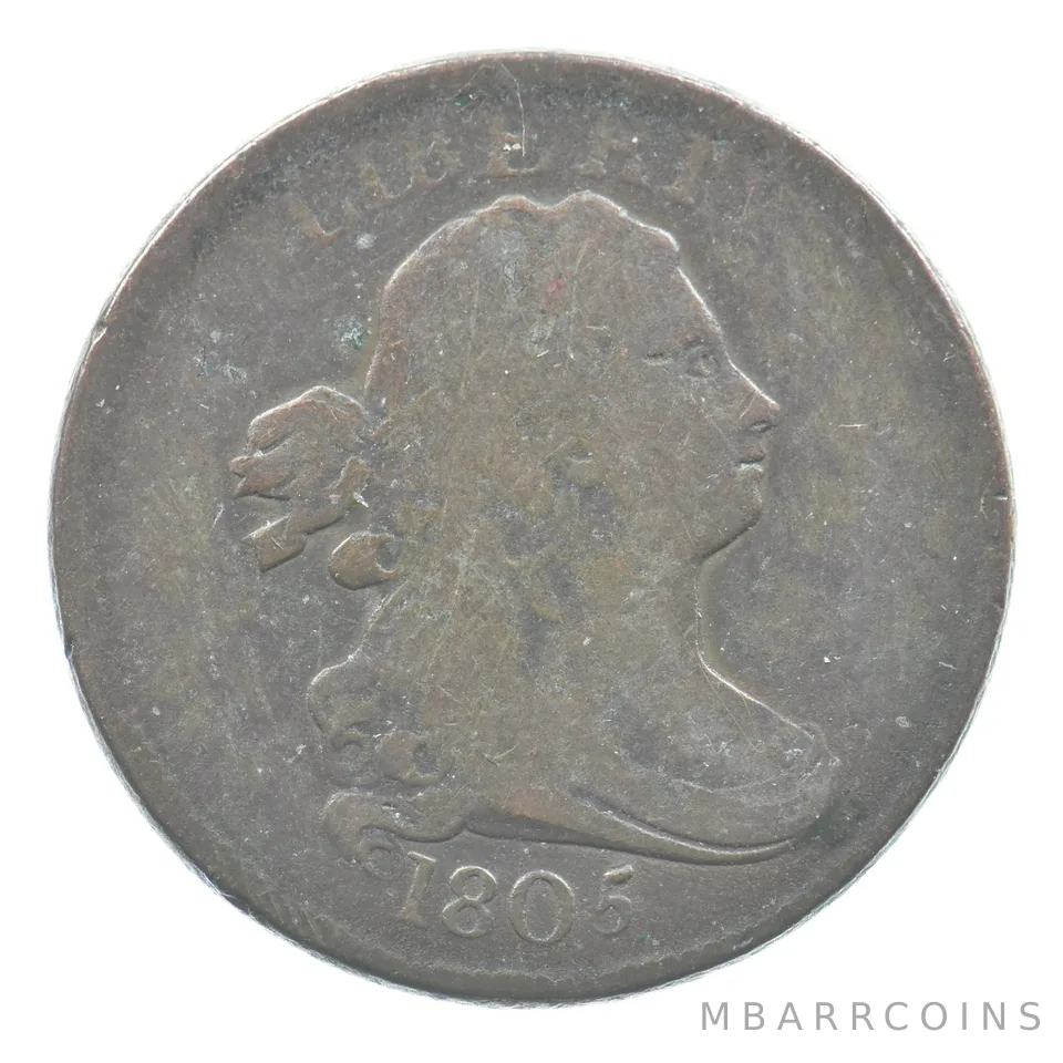 1805 Draped Bust Half Cent Small 5 No Stems *1532