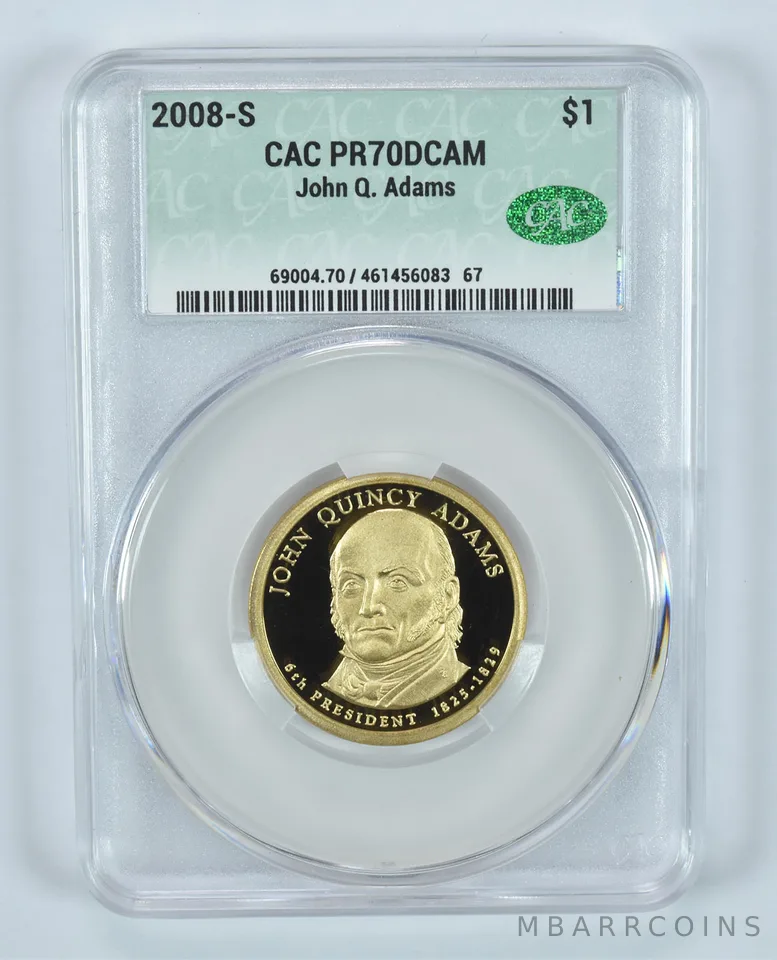 2008-S Presidential $1 John Q Adams PR70 DCAM CAC CACg