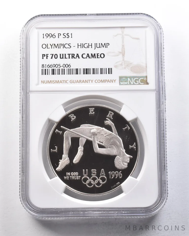 1996-P Olympic High Jump Commemorative Silver Dollar PF70 UCAM NGC