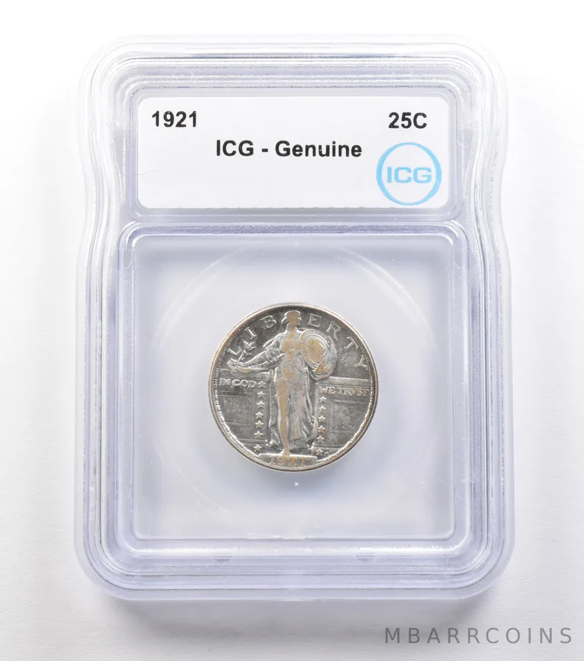 1921 Standing Liberty Quarter Genuine ICG a1502