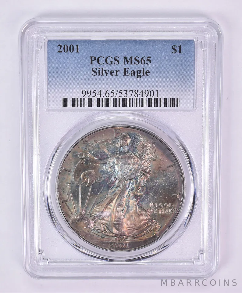2001 American Silver Eagle MS65 PCGS Beautiful Tone *1088