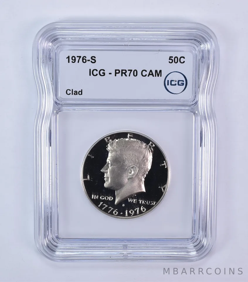 1976-S Kennedy Half Dollar CLAD PR70 CAM ICG