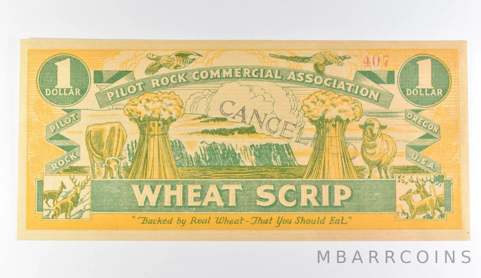 1934 $1 Pilot Rock OR Commercial Association Wheat Scrip *9740