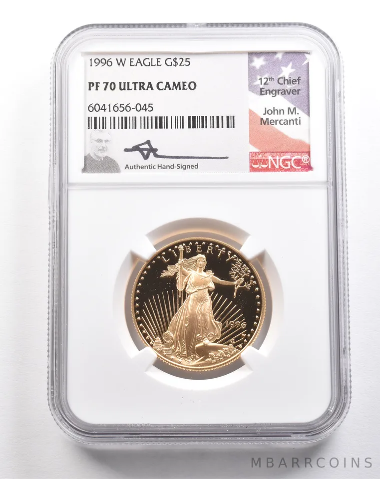 1996-W $25 American Gold Eagle Mercanti 1/2 Oz Gold PF70 UCAM NGC *5431