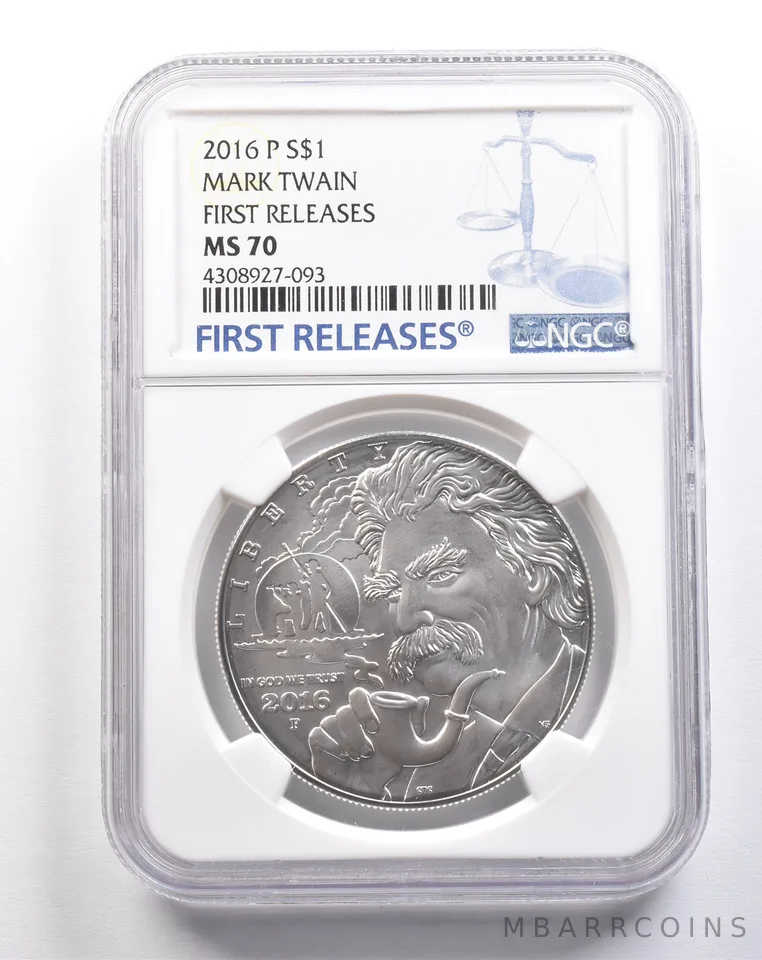 2016-P Mark Twain Commemorative Silver Dollar First Releases MS70 NGC *4891