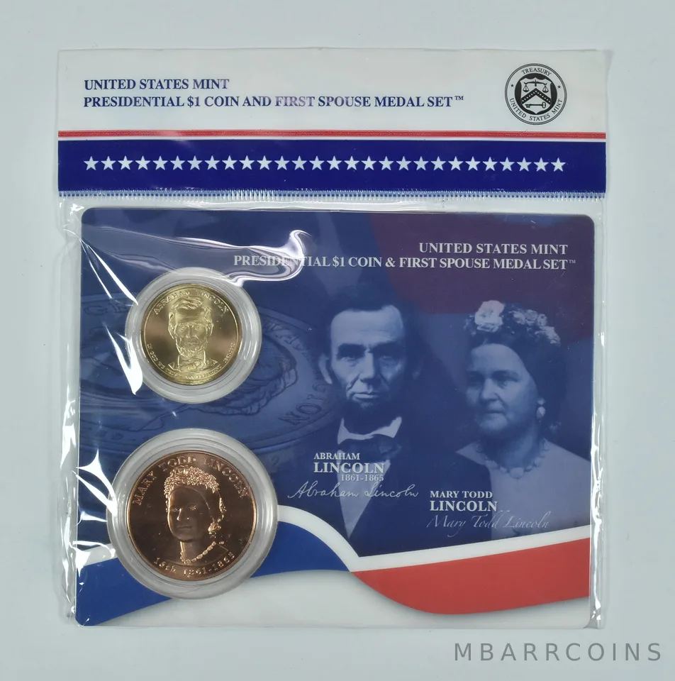 2010 Presidential $1 & First Spouse Medal Set Abraham & Mary Todd Lincoln