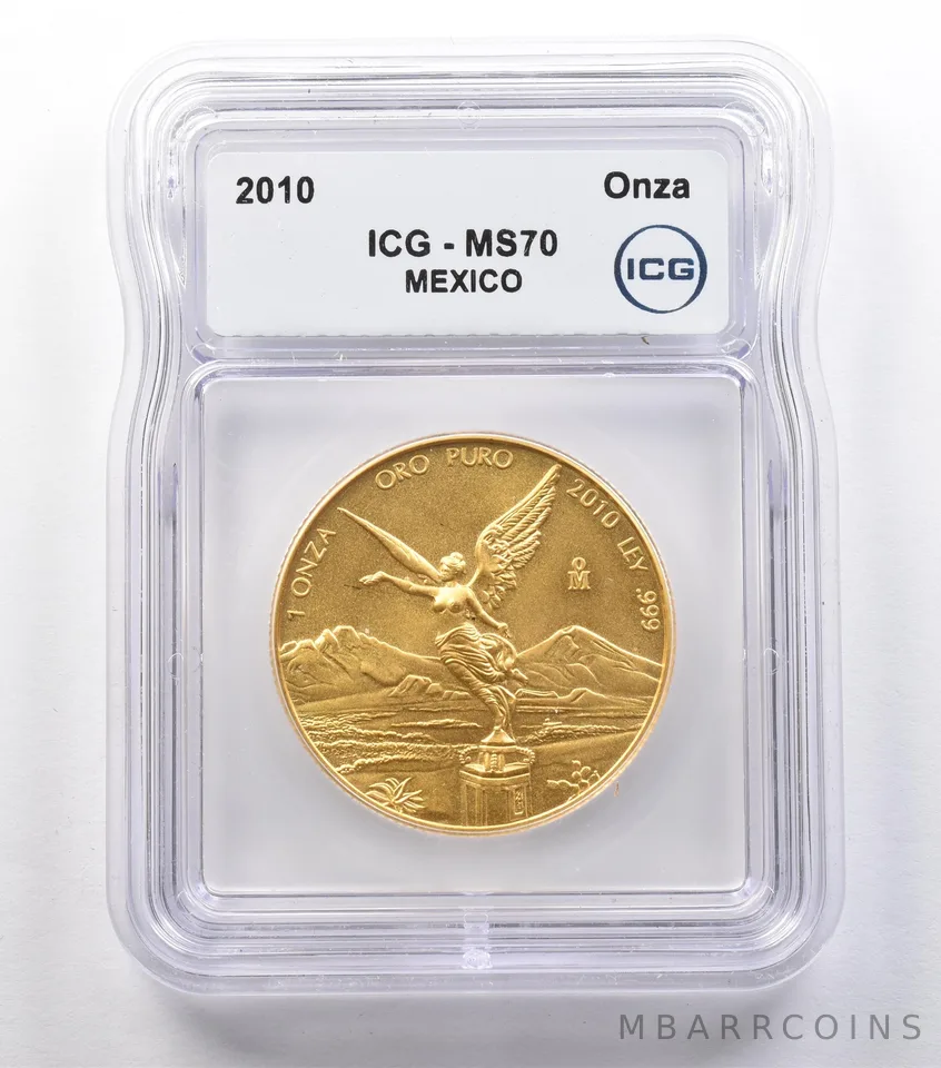 2010 Mo Mexico 1 Onza Gold Libertad MS70 ICG *2544