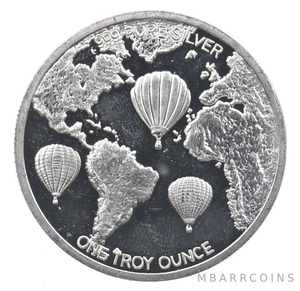 VINTAGE Art Bar/Round 1997 Official World Class Balloon Coin Silver 1 T Oz *237