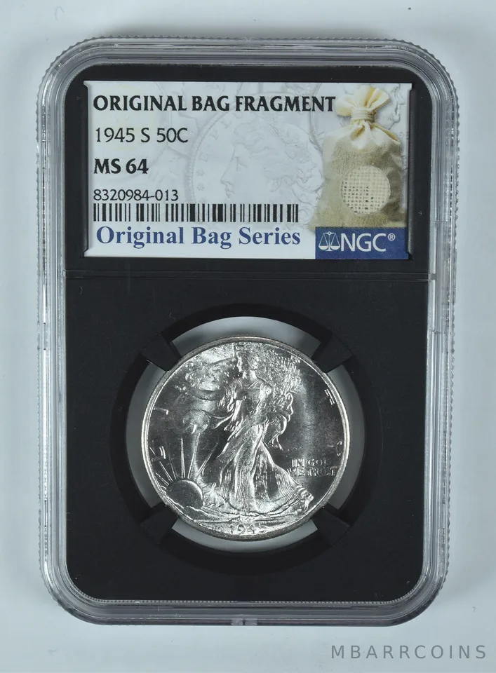 1945-S Walking Liberty Half Dollar Original Bag Fragment MS64 NGC