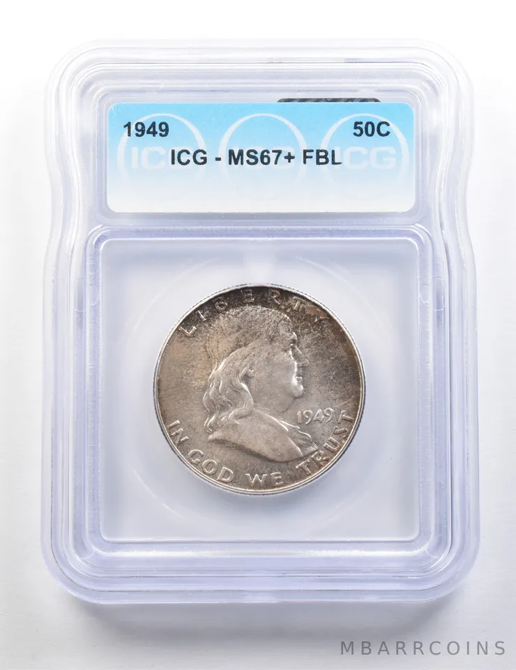 1949 Franklin Half Dollar MS67+ FBL ICG a9536