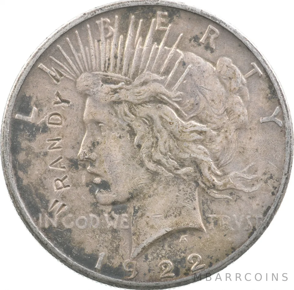 1922-S Peace Silver Dollar "Randy" Etch Counter Stamped Missoula Kansas a3470