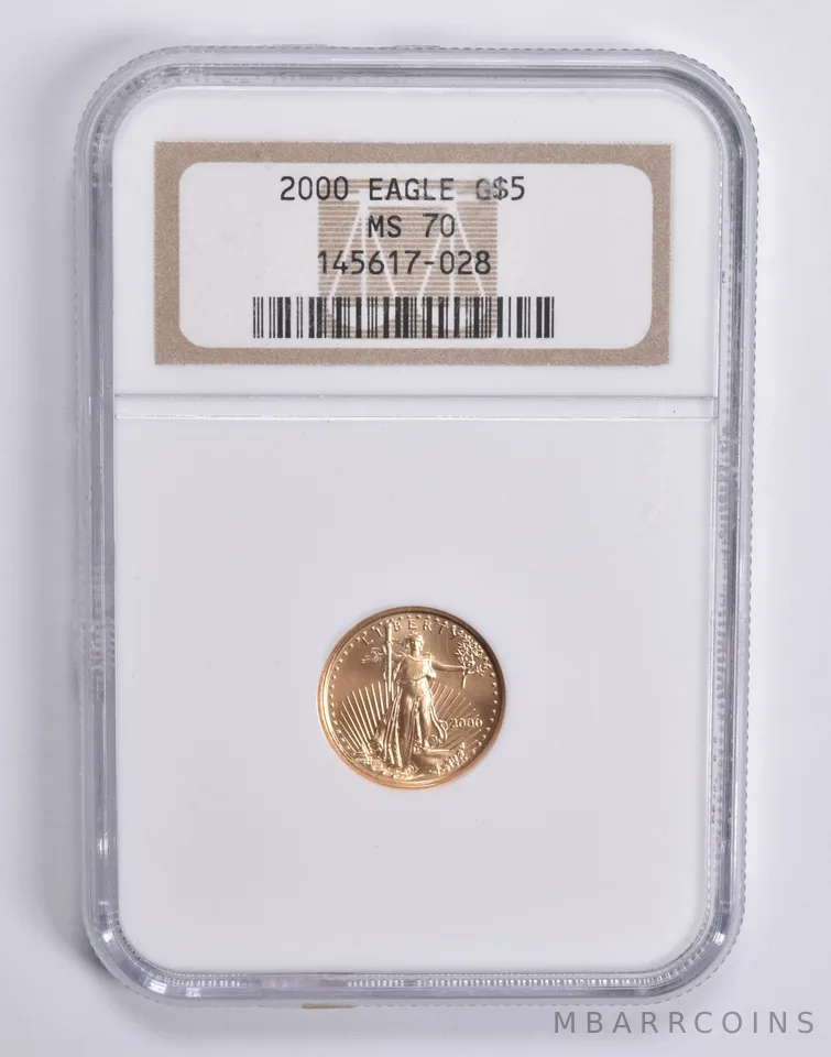 2000 $5 American Gold Eagle 1/10 Oz MS70 NGC Brown Label