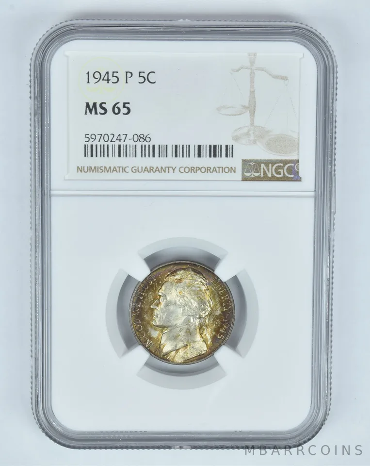 MS65 1945-P Jefferson Nickel - Graded NGC Crusty Tone a8899