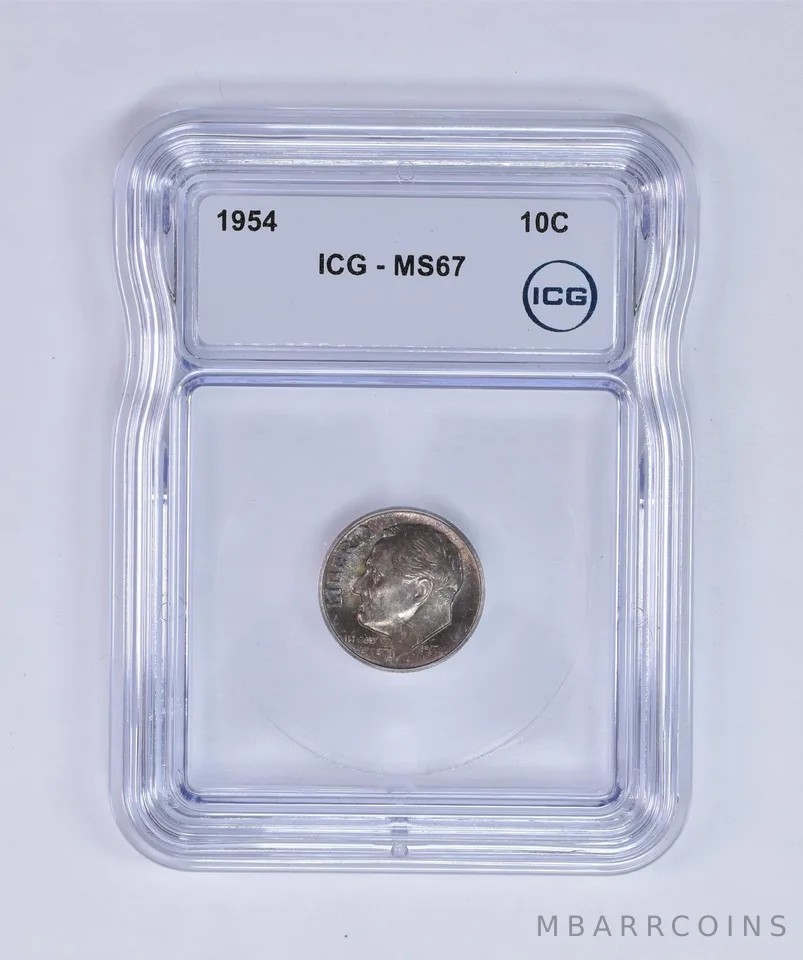 1954 Roosevelt Dime MS67 ICG Beautiful Tone *8010