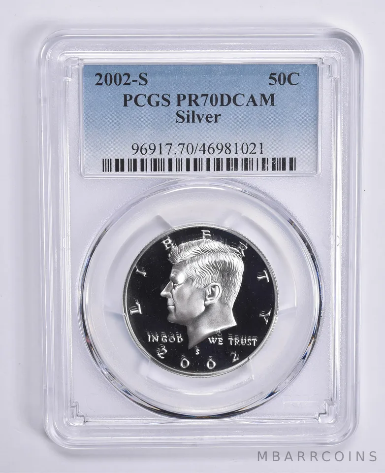 2002-S Kennedy Half Dollar Silver PR70 DCAM PCGS Blue Lbl