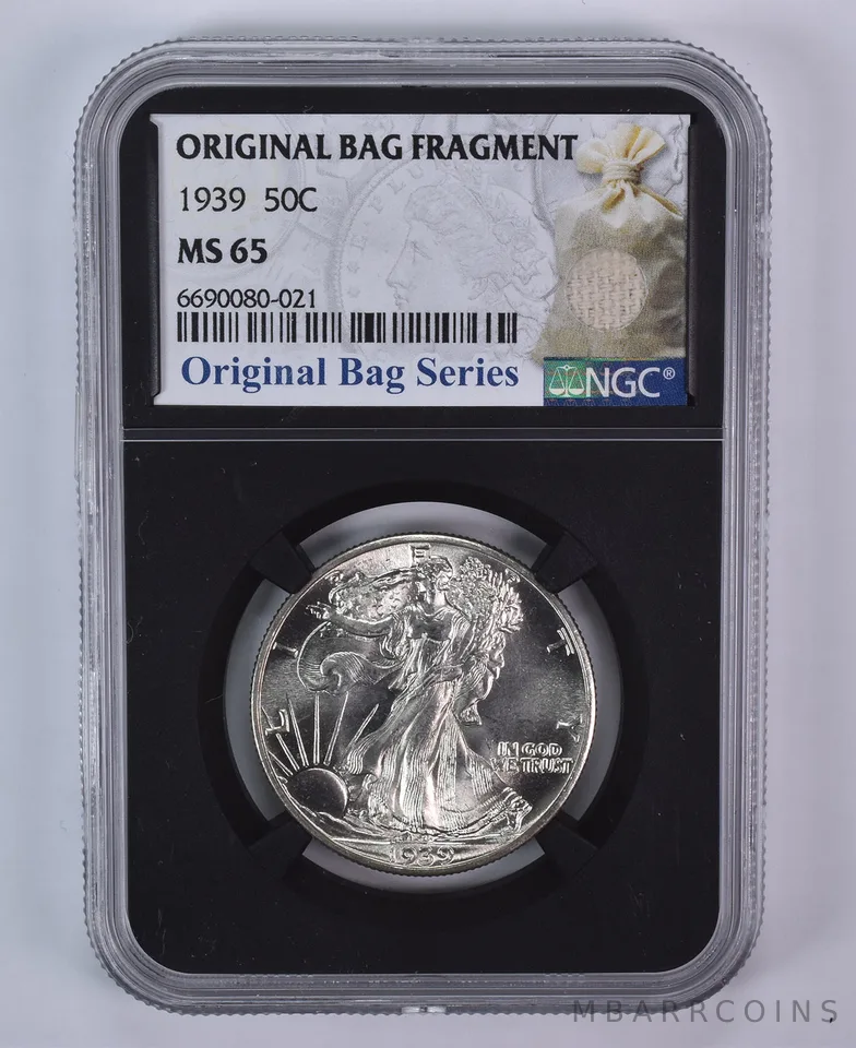 1939 Walking Liberty Half Dollar Original Bag Fragment MS65 NGC