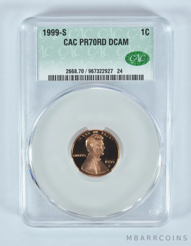 1999-S Lincoln Memorial Cent PR70 RD DCAM CAC CACg