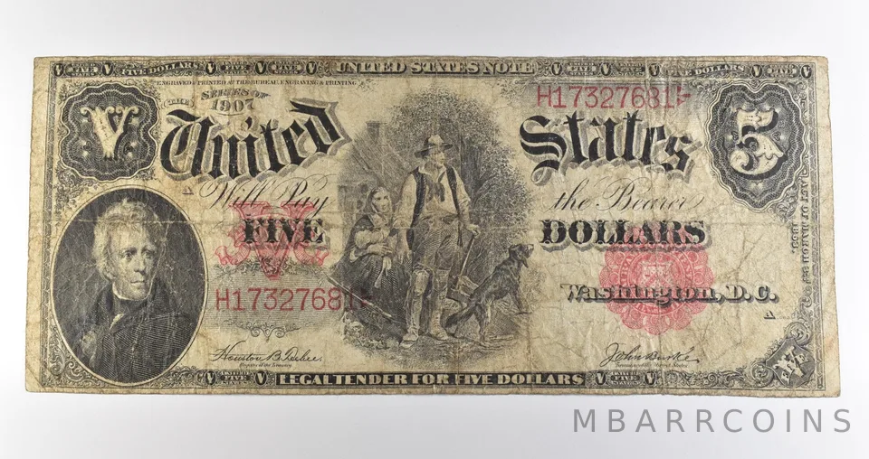 1907 $5 Legal Tender Large Note Red Seal *3532