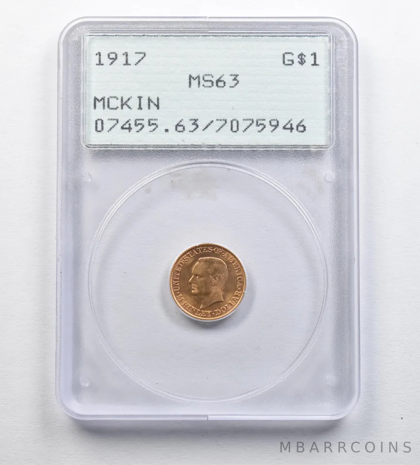 1917 $1 McKinley Gold Dollar MS63 PCGS Rattler OGH *0613