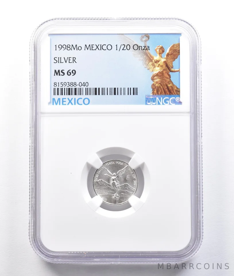 1998 Mo Mexico 1/20 Onza Silver Libertad MS69 NGC a2582