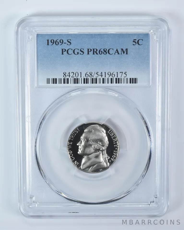 1969-S Jefferson Nickel PR68 CAM PCGS Blue Label