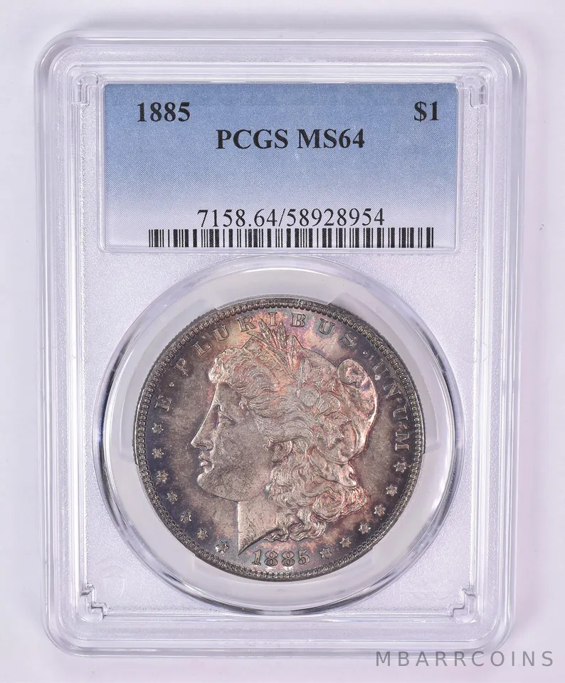 1885 Morgan Silver Dollar MS64 PCGS Beautiful Tone *1075