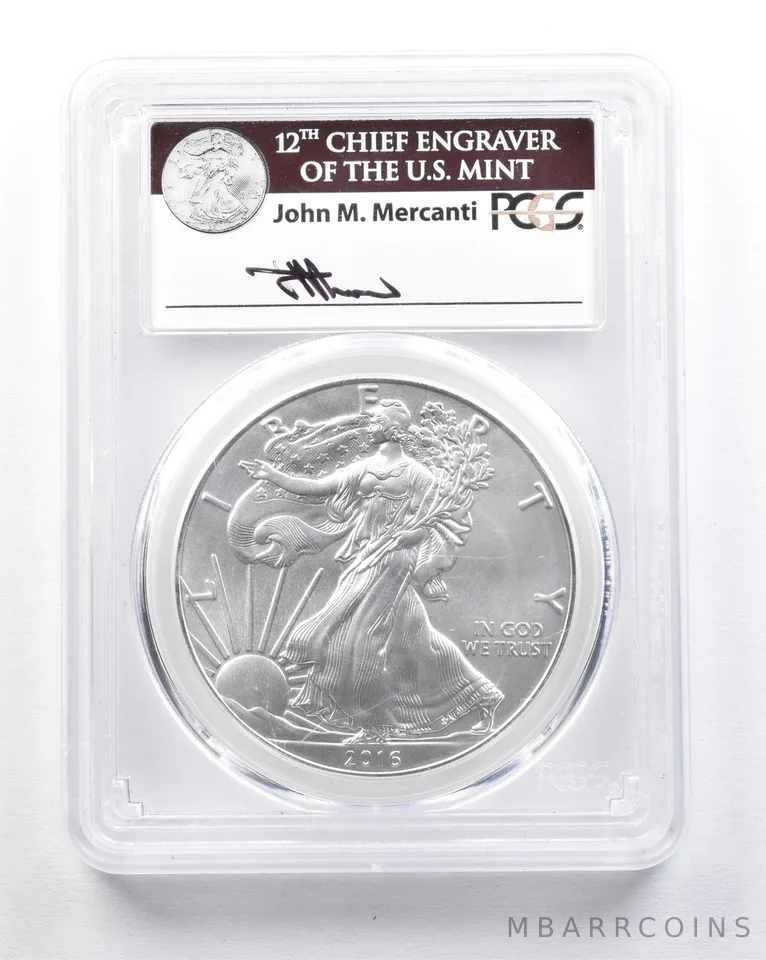 2016 (W) American Silver Eagle Mercanti West Point First Strike MS70 PCGS *2122