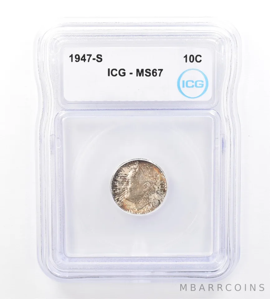 1947-S Roosevelt Dime MS67 ICG Beautiful Tone a1568