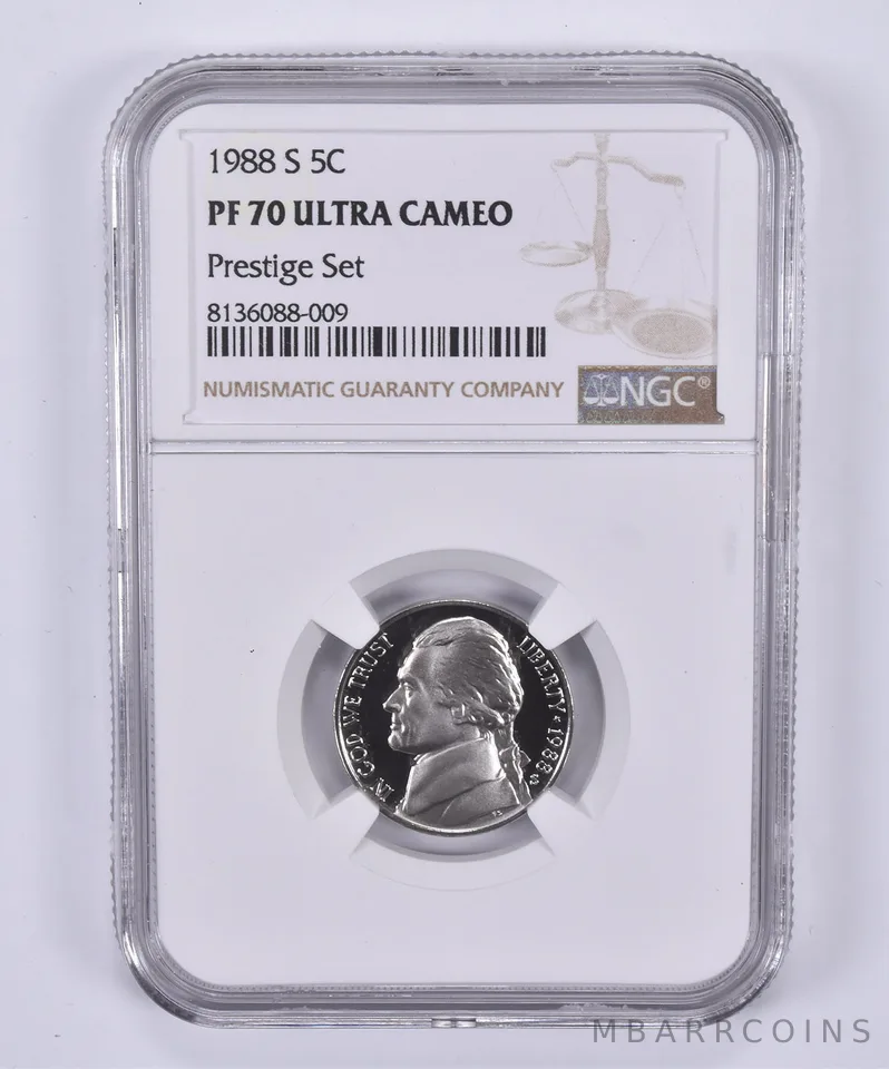 1988-S Jefferson Nickel Prestige Set PF70 UCAM NGC Brown Label
