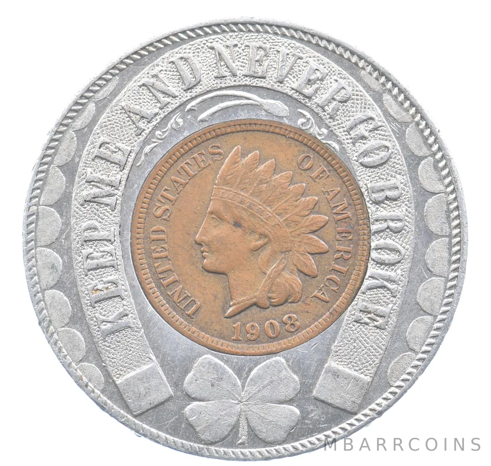 1908 Indian Head Cent Niagara Falls Lucky Penny Encased *8179
