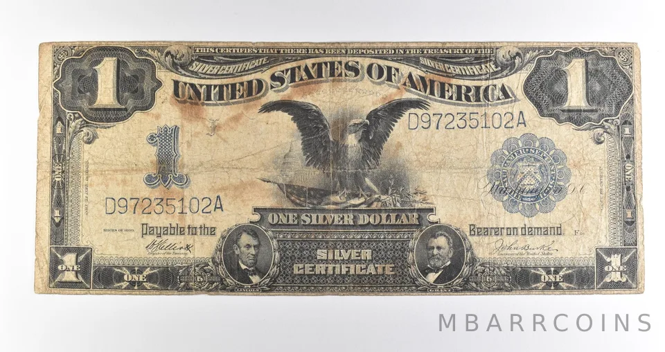 1899 $1 Silver Certificate Black Eagle Blue Seal Large Note *4490