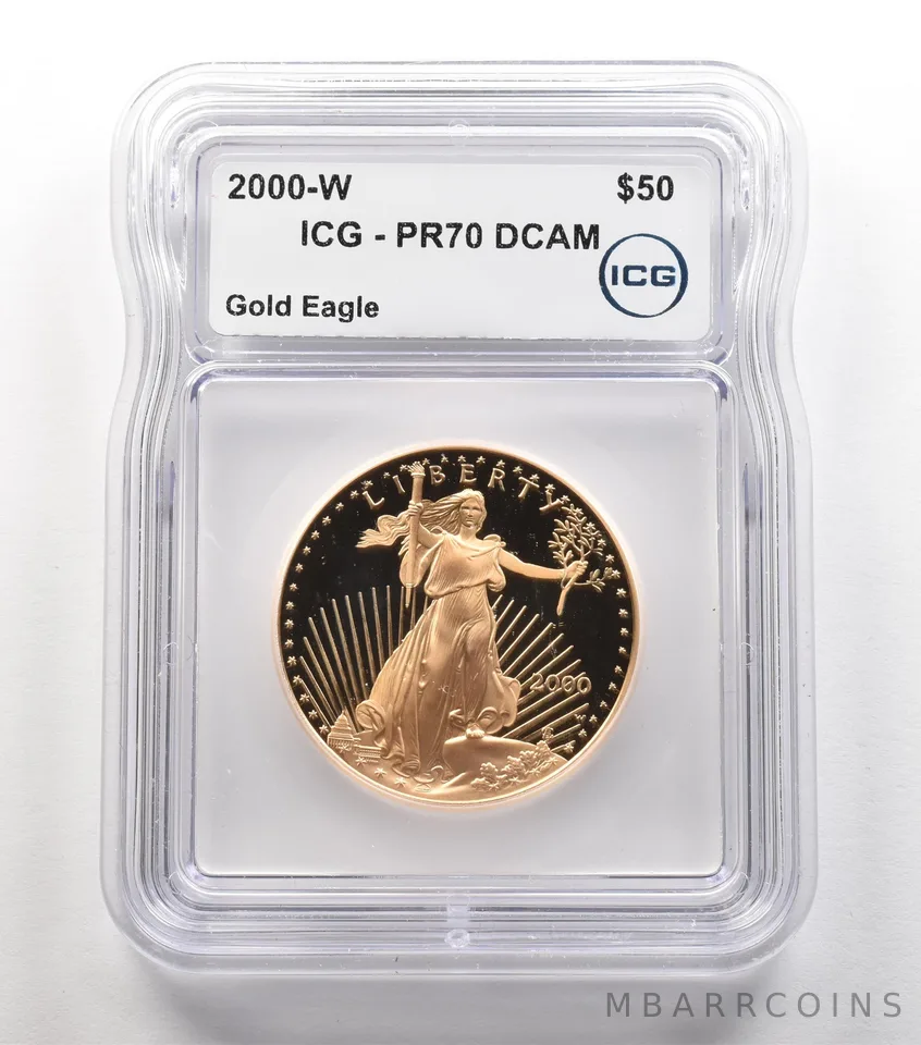 2000-W $50 American Gold Eagle 1 Oz Gold PR70 DCAM ICG