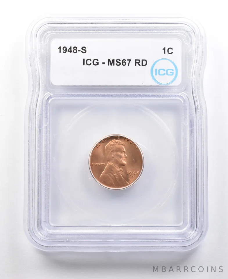 1948-S Lincoln Wheat Cent MS67 RD ICG *4443