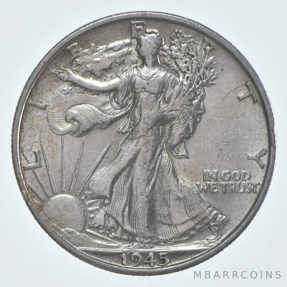 AU 1945-S Walking Liberty Half Dollar Almost Unc 90% Silver (1pc)