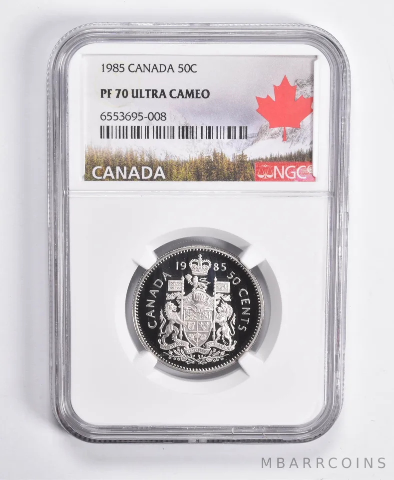 1985 PF70 UCAM Canadian 50C Half Dollar NGC Canada Lbl